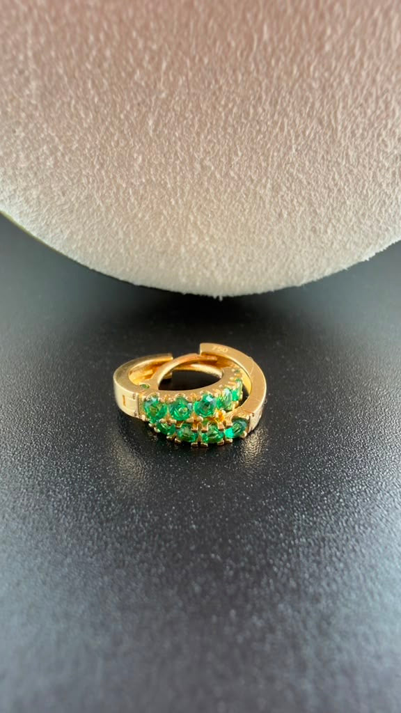 Green Glam Hoop 18k.
