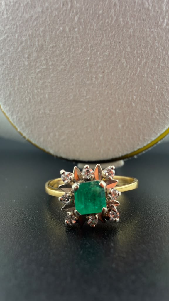 Emerald Halo Ring 18k, #6,7,8,9.