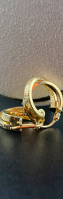 Greek Key Huggie Earrings Hoop 18k.