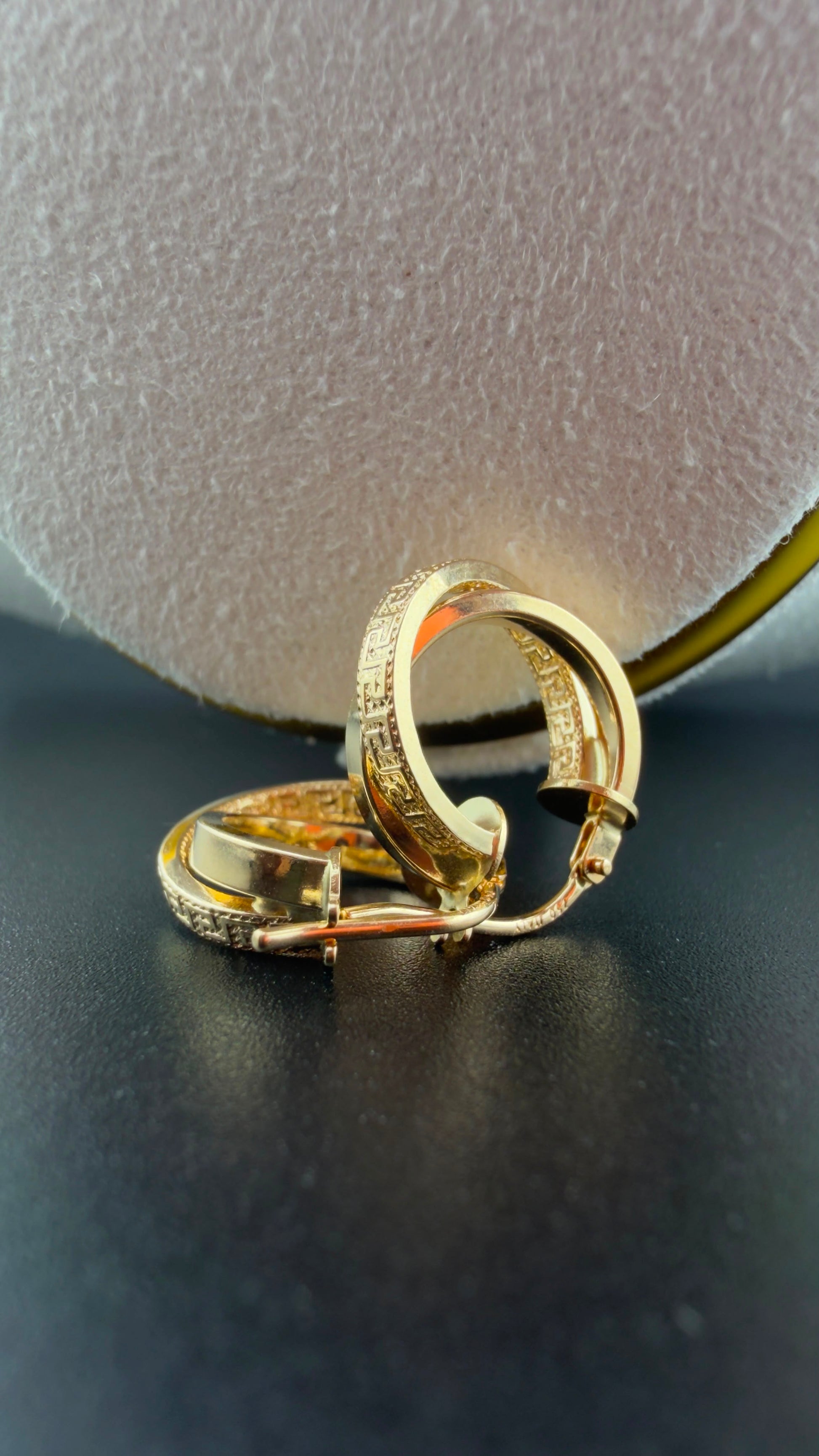 Greek Key Huggie Earrings Hoop 18k.