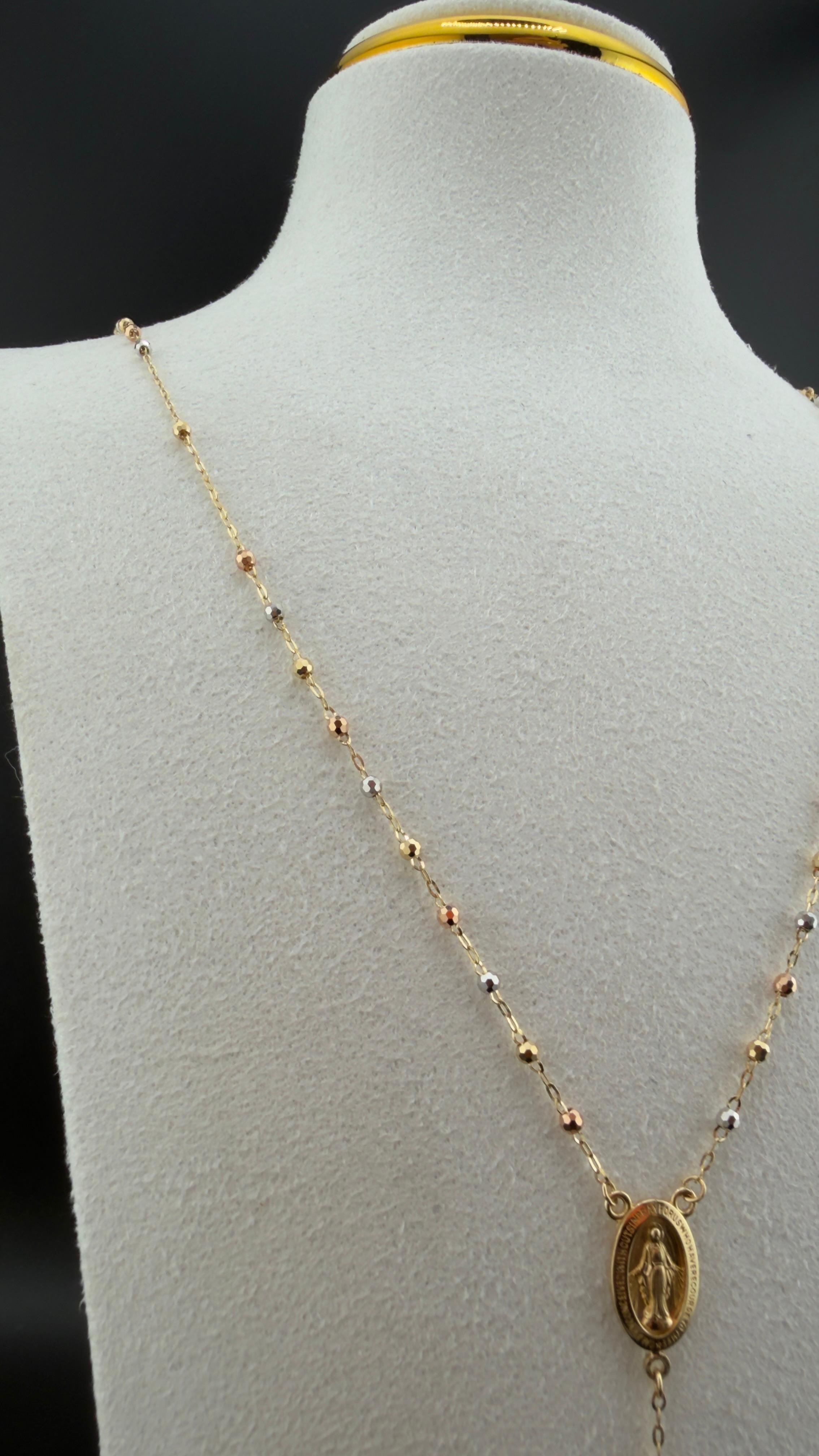 Rosary, Three-Tone Gold Chain 18k, 55cm.
