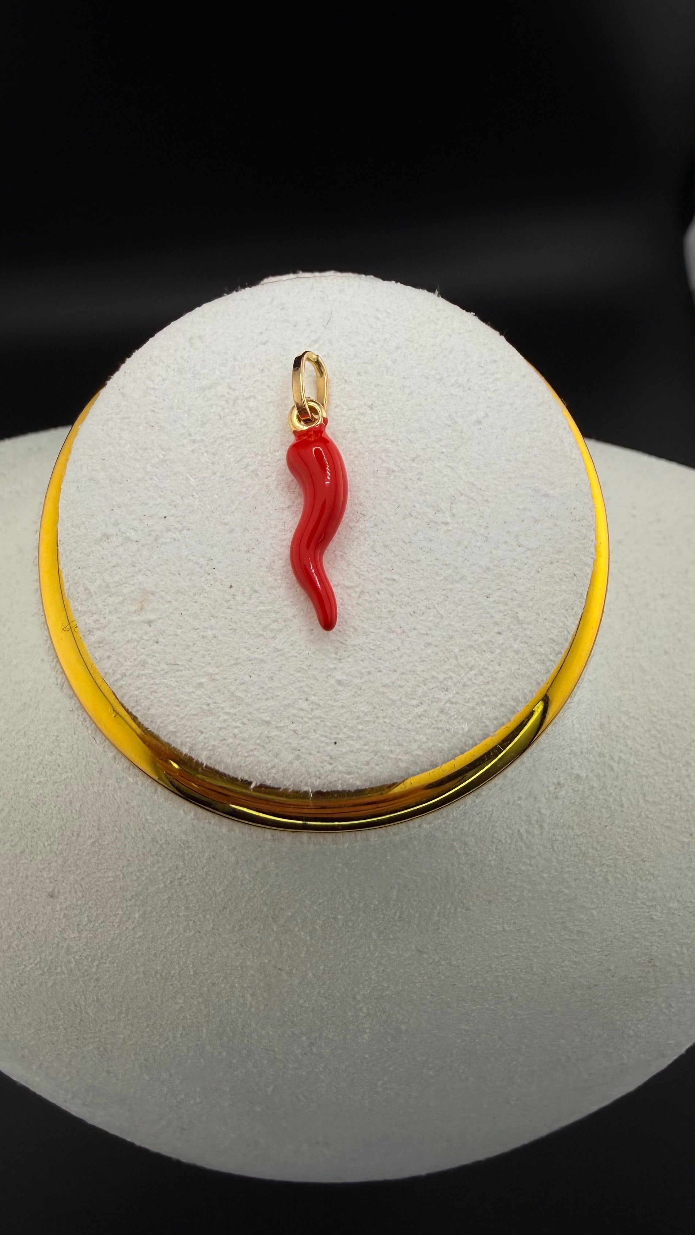 Cornicello red Pendant 18k,M.