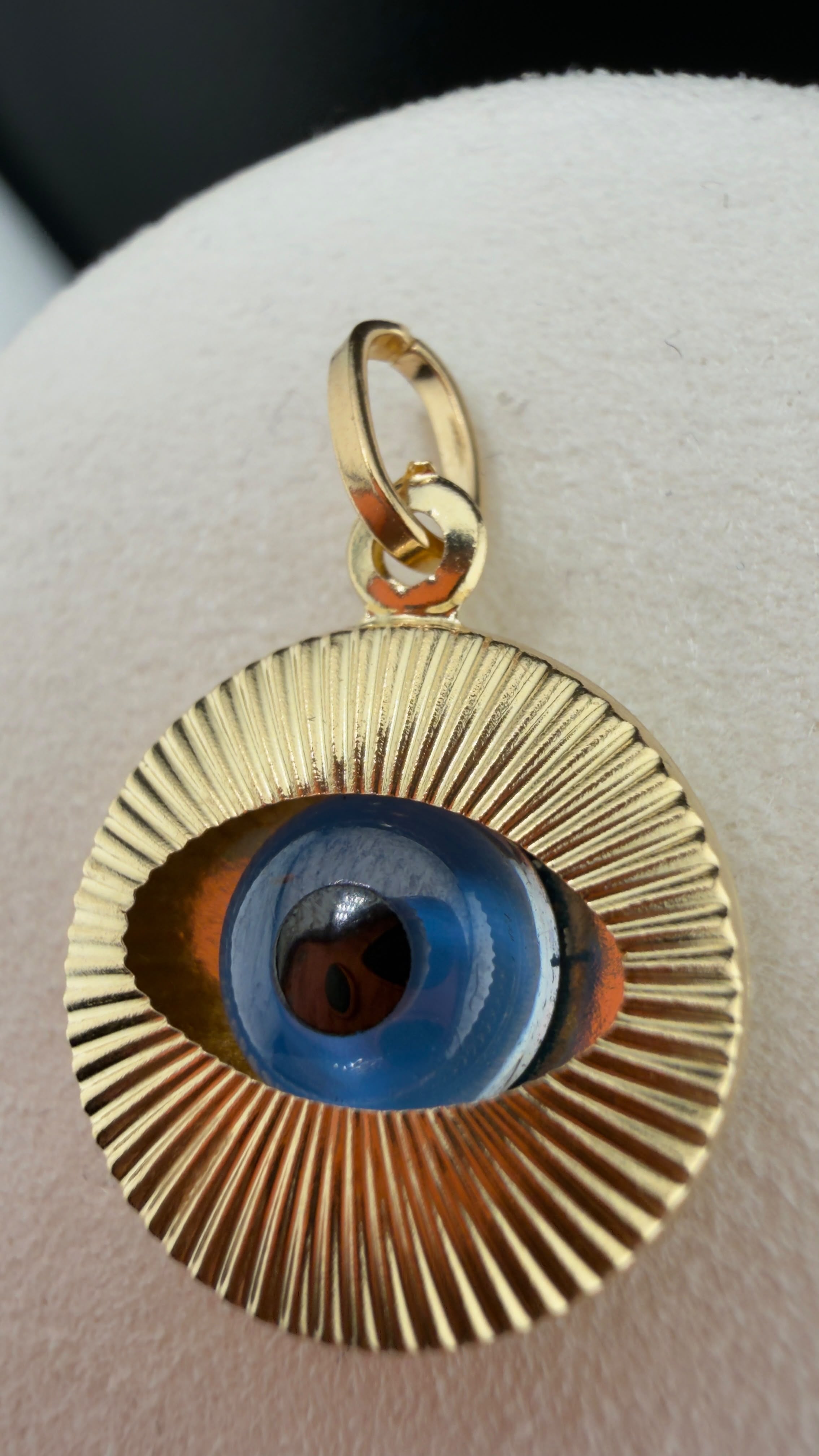 Golden Sun Evil Eye Pendant 18k.