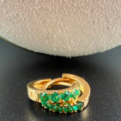 Green Glam Hoop 18k.