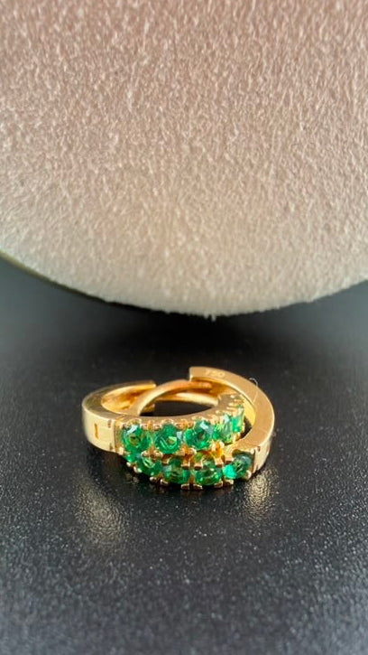 Green Glam Hoop 18k.