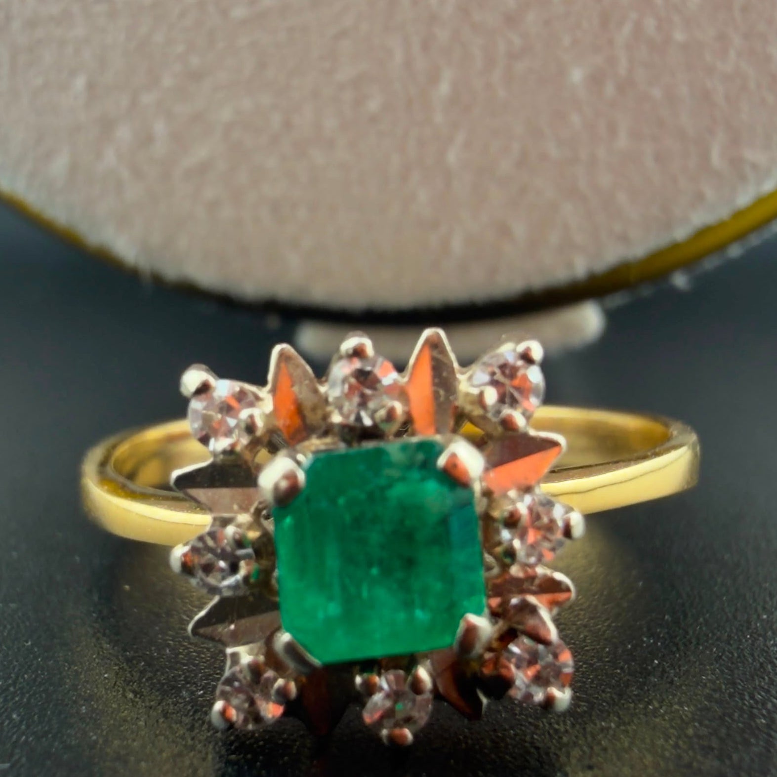 Emerald Halo Ring 18k, #6,7,8,9.