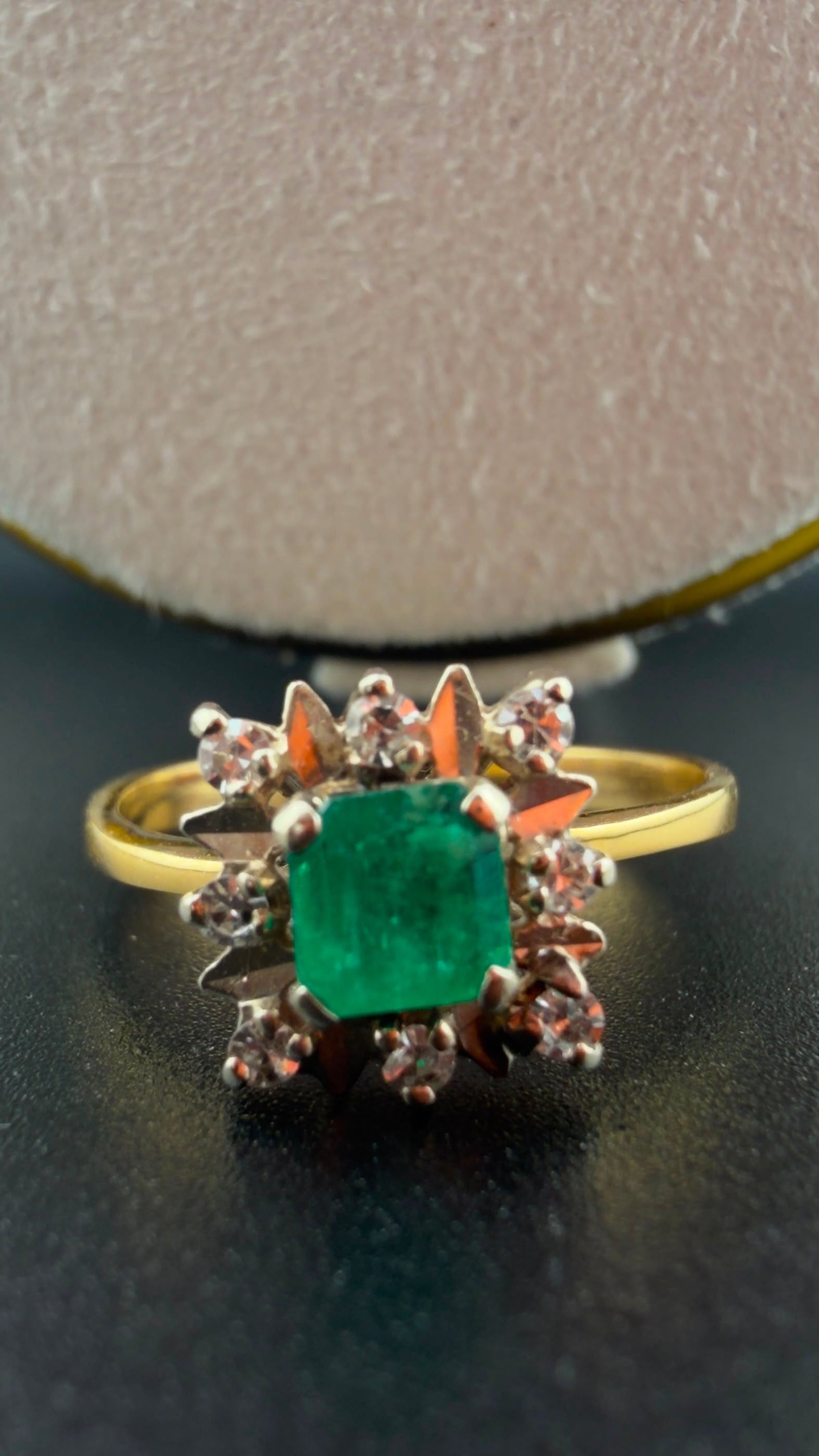 Emerald Halo Ring 18k, #6,7,8,9.