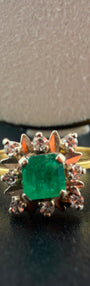 Emerald Halo Ring 18k, #6,7,8,9.