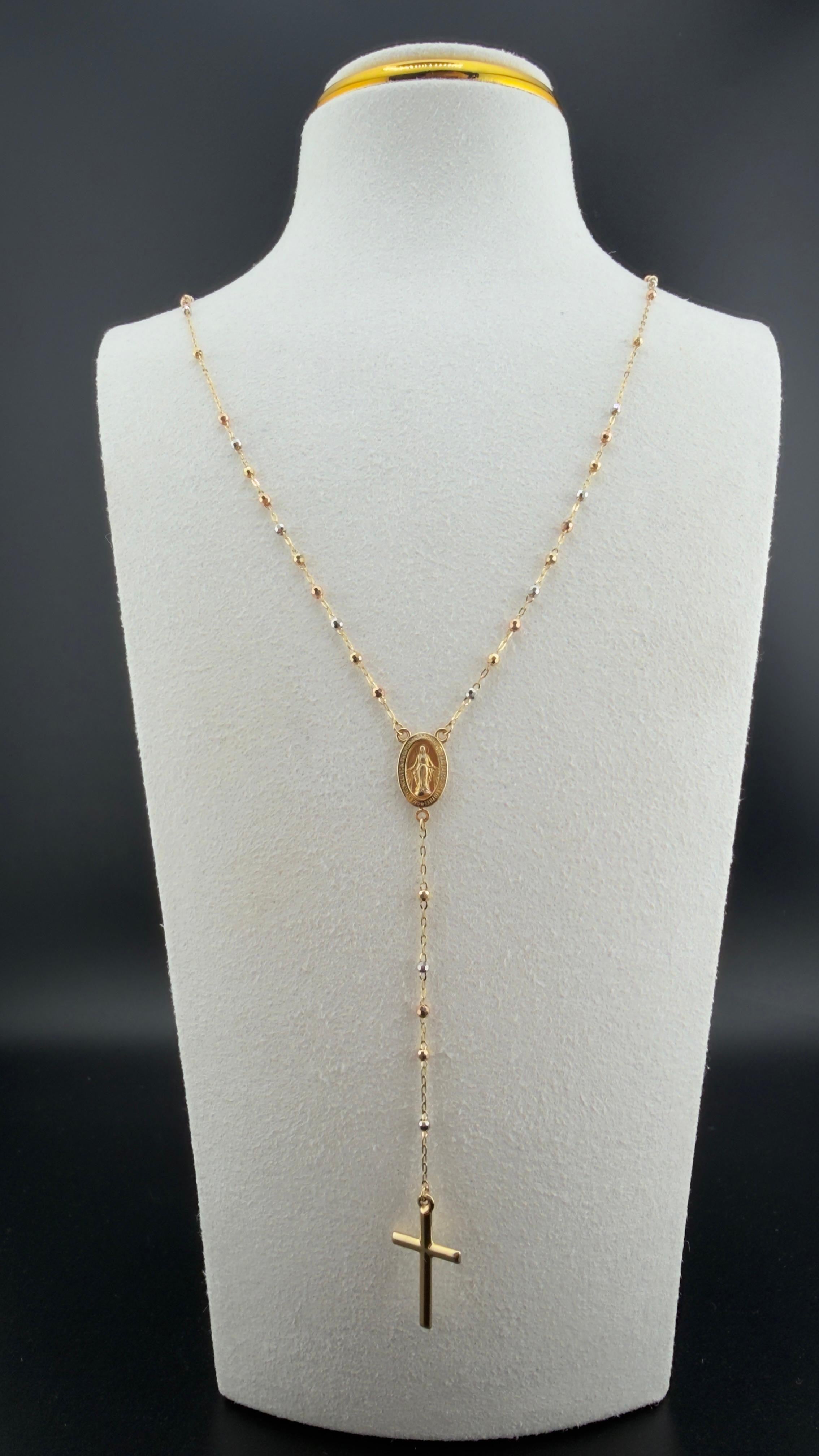 Rosary, Three-Tone Gold Chain 18k, 55cm.