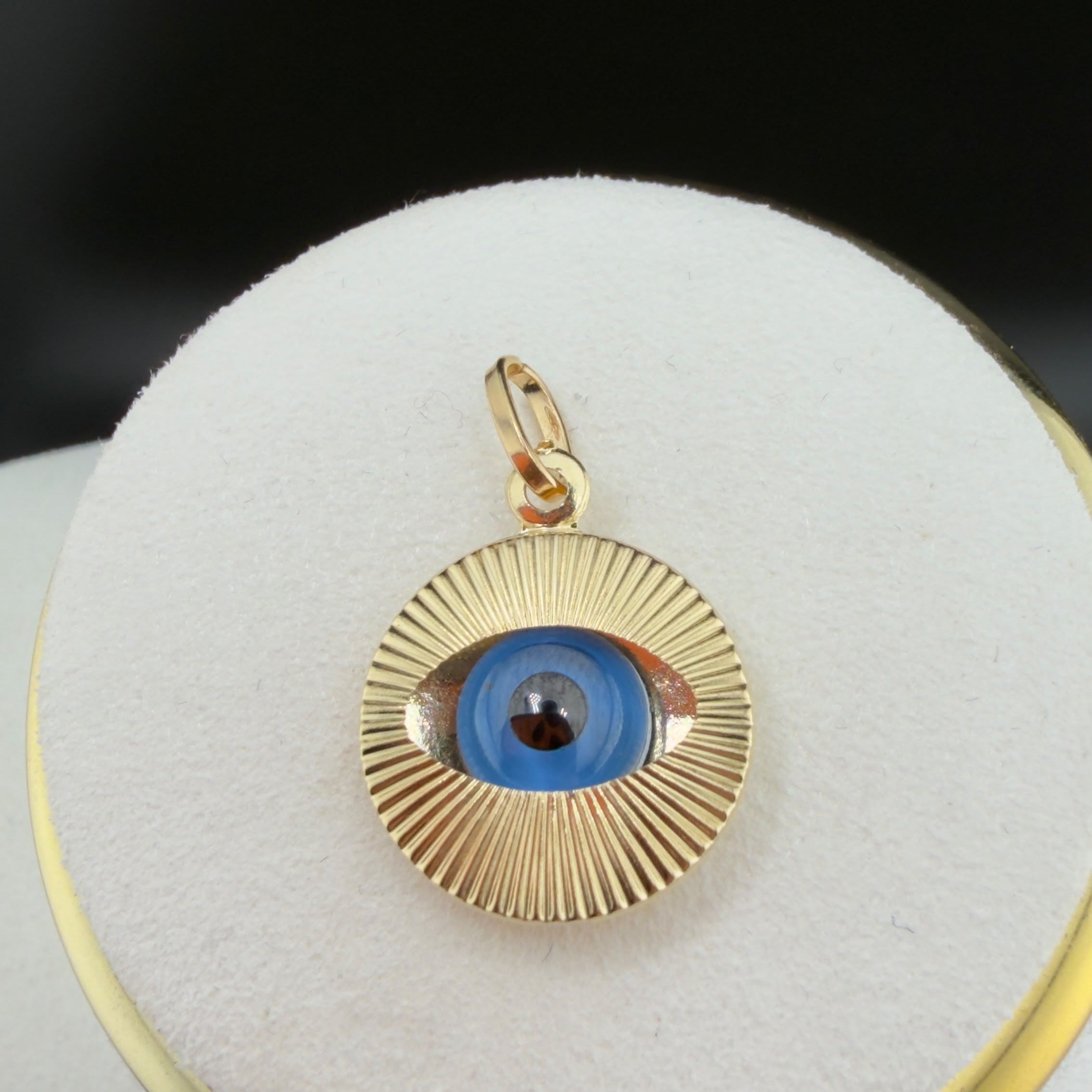 Golden Sun Evil Eye Pendant 18k.