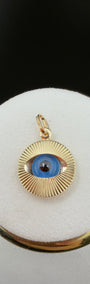 Golden Sun Evil Eye Pendant 18k.