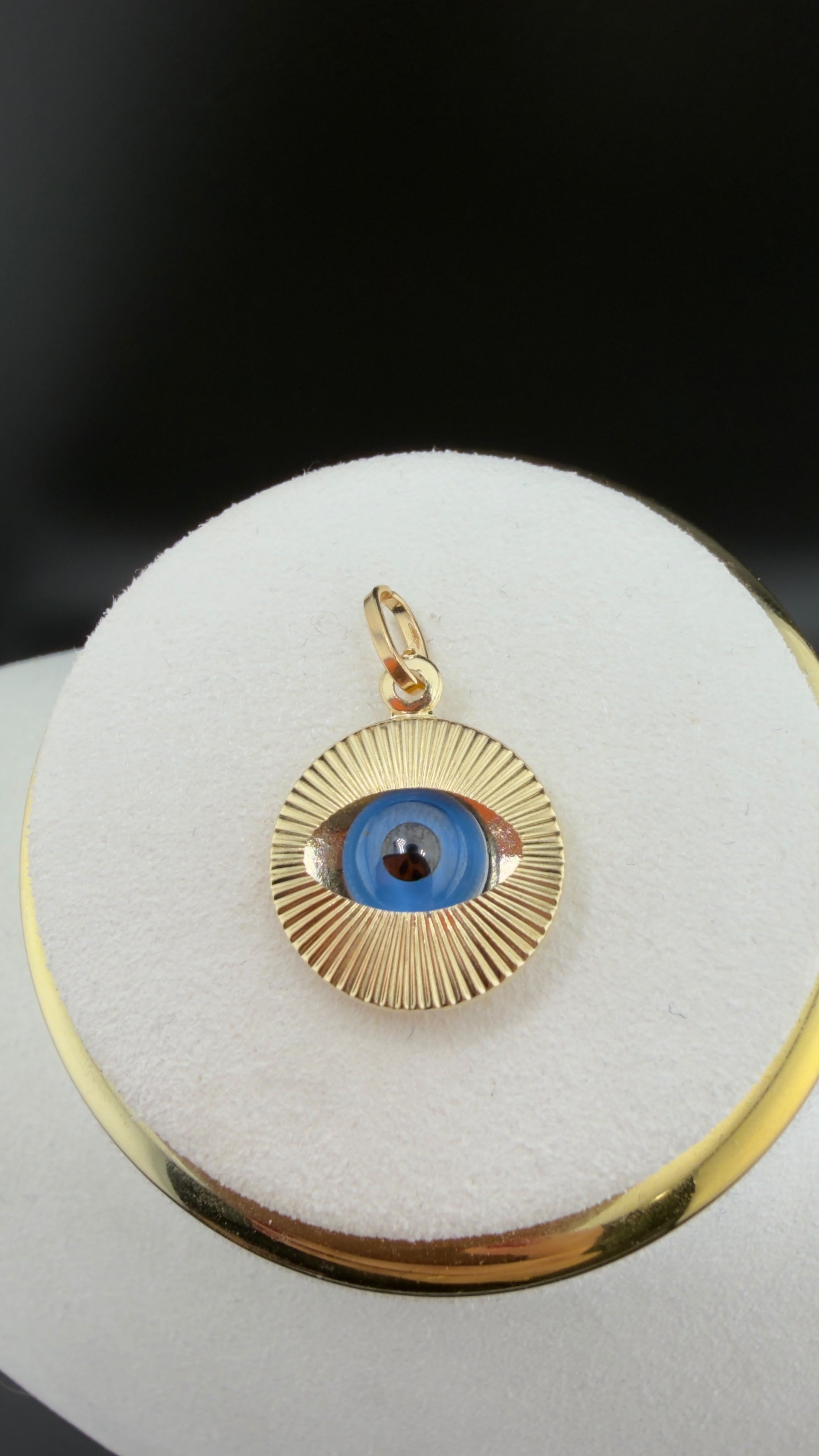 Golden Sun Evil Eye Pendant 18k.