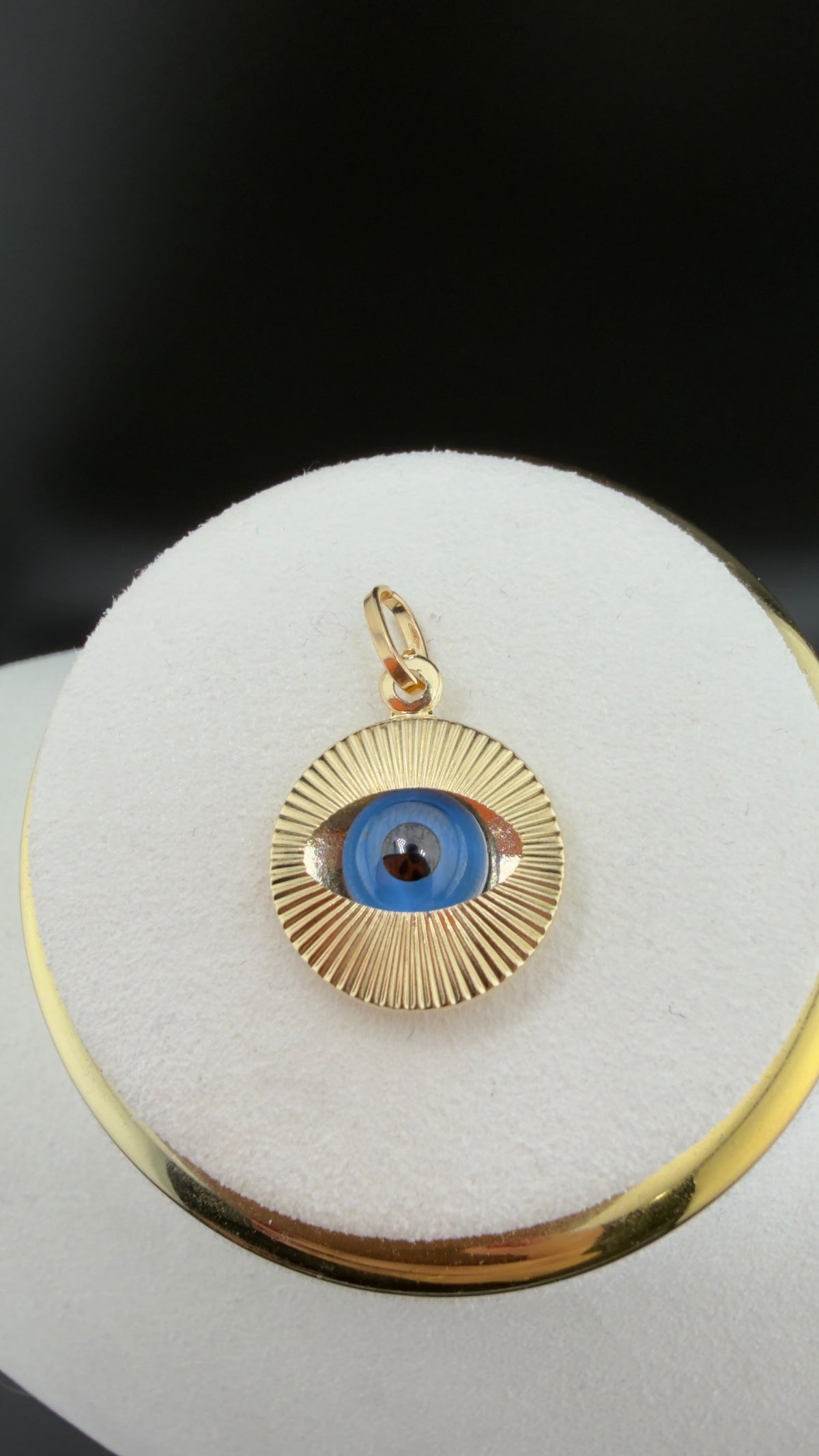 Golden Sun Evil Eye Pendant 18k.