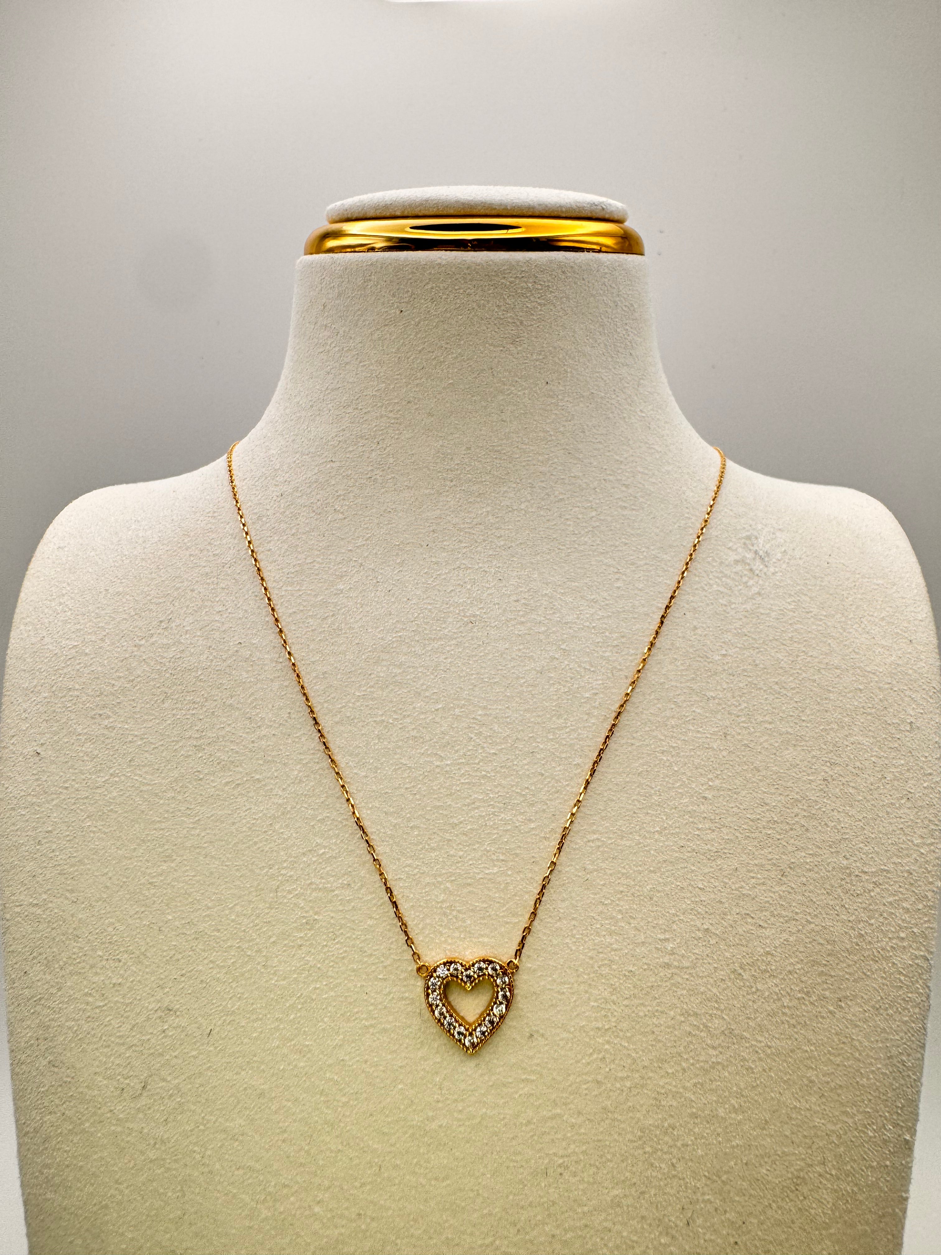 Heart Zirconia Chain 18k 45cm